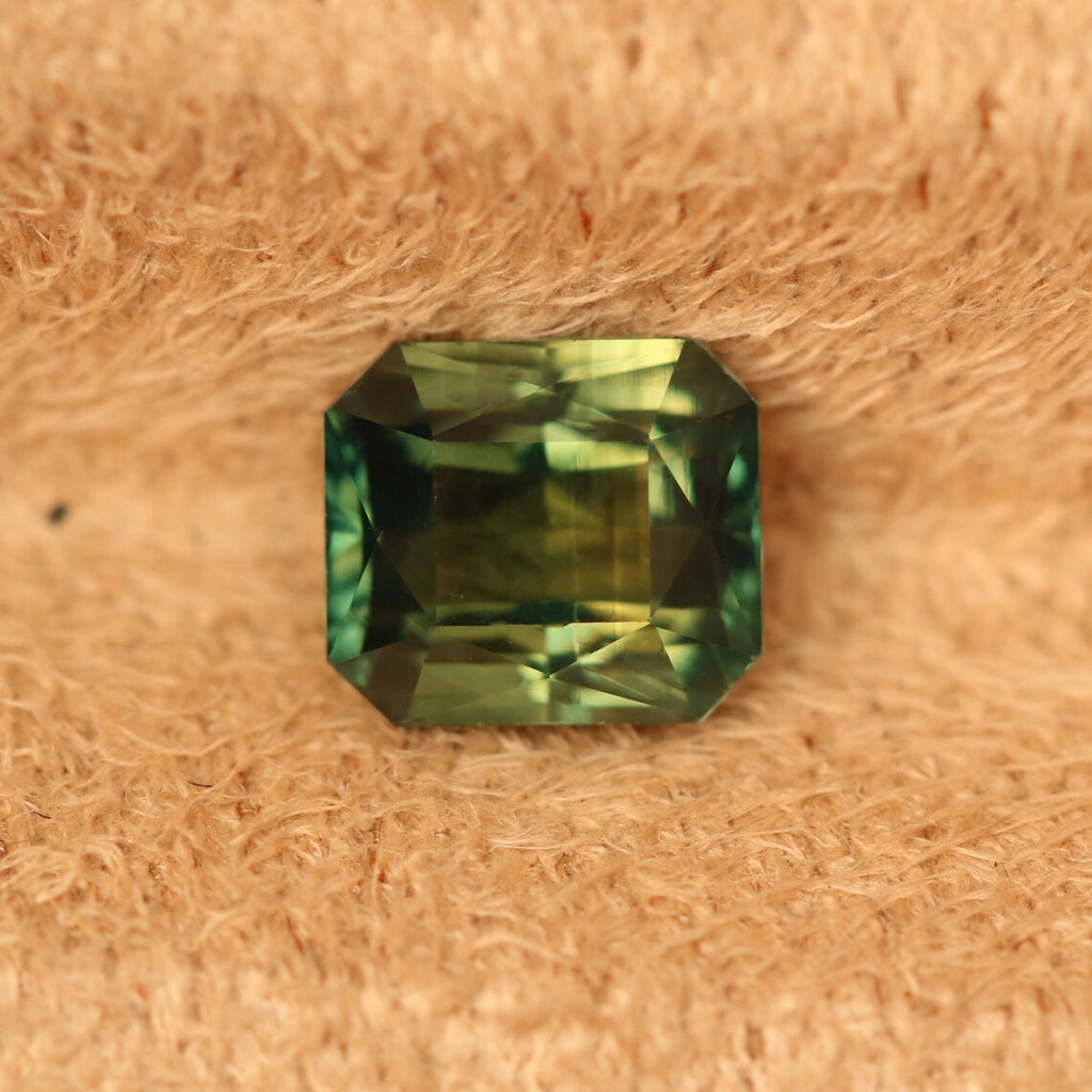 1.16 Ct Radiant Cut Bi-Color Green Yellow Sapphire, 5.8mm x 5.1mm x 3.8mm By Valley Rose