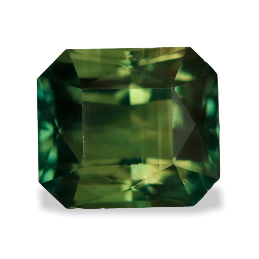 1.16 Ct Radiant Cut Bi-Color Green Yellow Sapphire, 5.8mm x 5.1mm x 3.8mm By Valley Rose