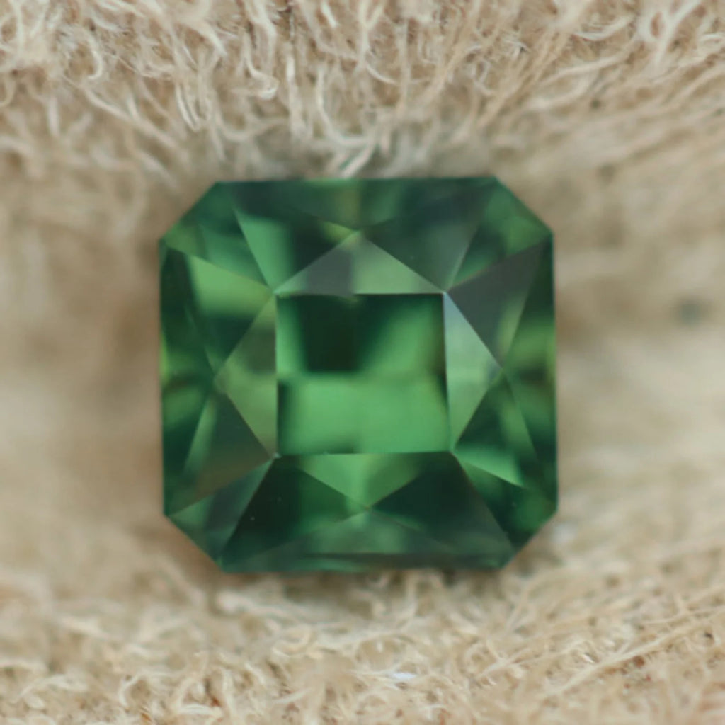 1.26 Ct Asscher Cut Bi-Color Green Yellow Sapphire, 5.5mm x 5.4mm x 4.5mm By Valley Rose