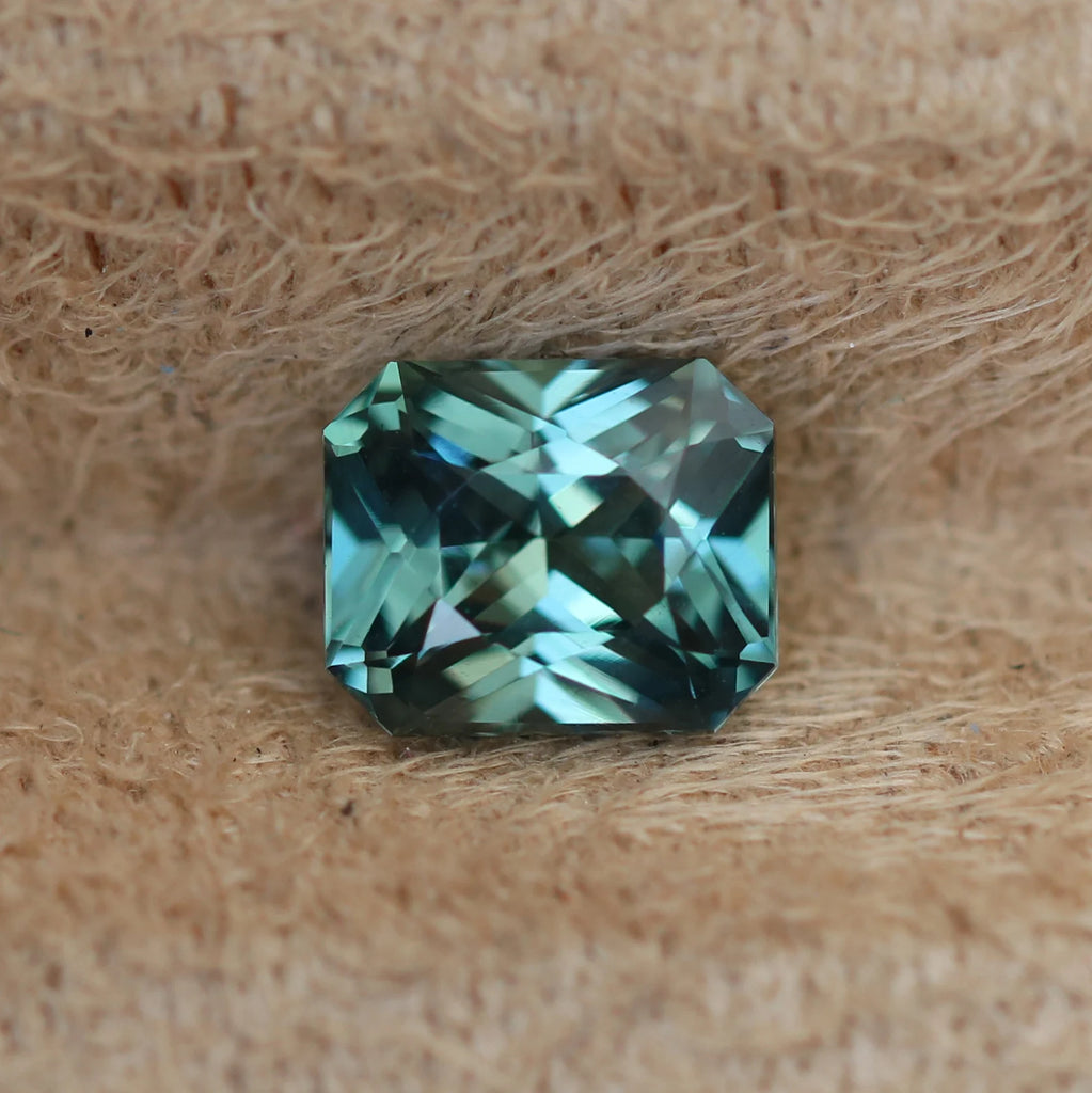 1.33 Ct Radiant Cut Teal Sapphire, 6.1mm x 5.2mm x 4.3mm By Valley Rose