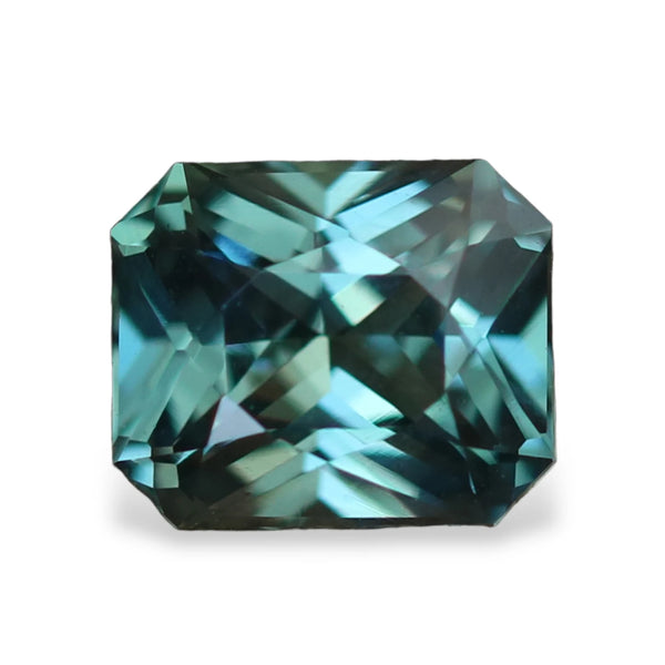 1.33 Ct Radiant Cut Teal Sapphire, 6.5mm x 5.4mm x 4.0mm