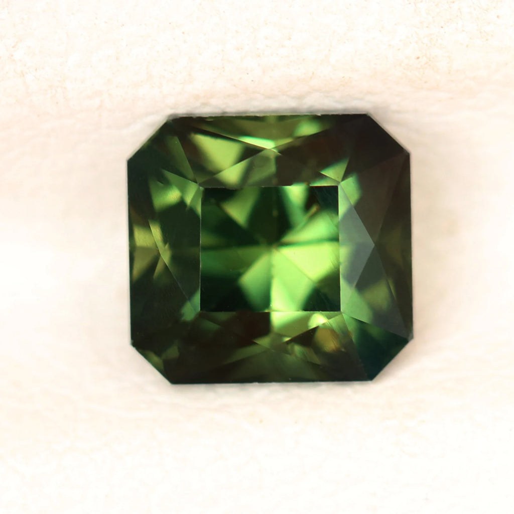 1.42 Ct Asscher Cut Bi-Color Green Yellow Sapphire, 6.0mm x 5.7mm x 4.4mm By Valley Rose
