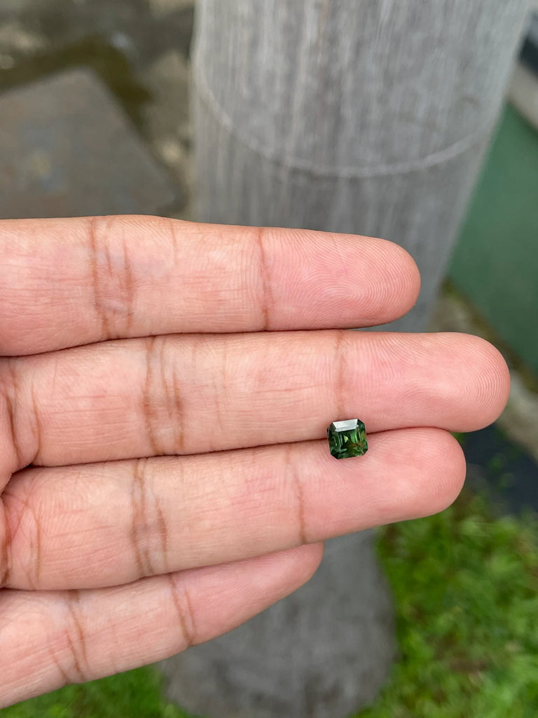1.48 Ct Asscher Cut Bi-Color Green Yellow Sapphire, 5.5mm x 5.4mm x 4.3mm By Valley Rose