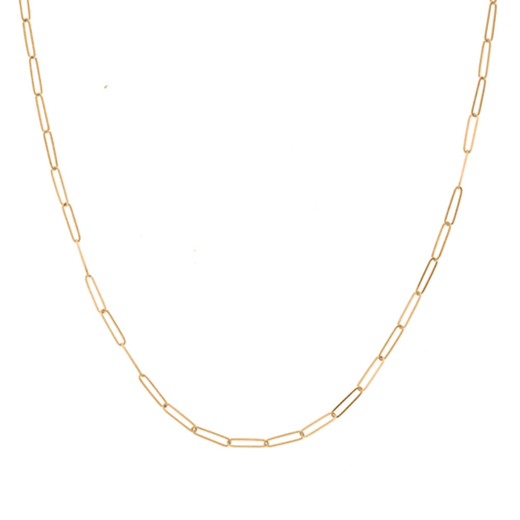 2.6mm Paper Clip Chain Necklace, 14K Fairmined Gold