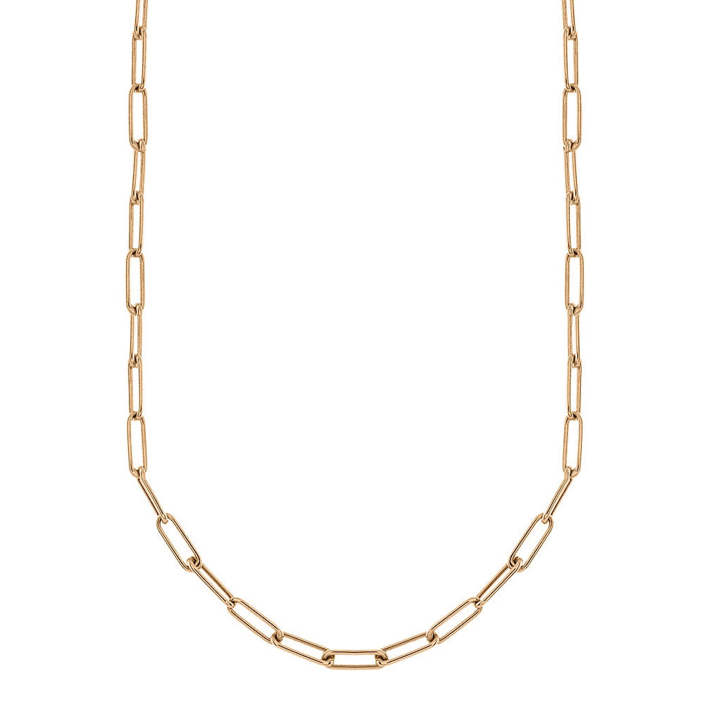 2.9mm Paper Clip Chain Necklace, 14K Fairmined Gold
