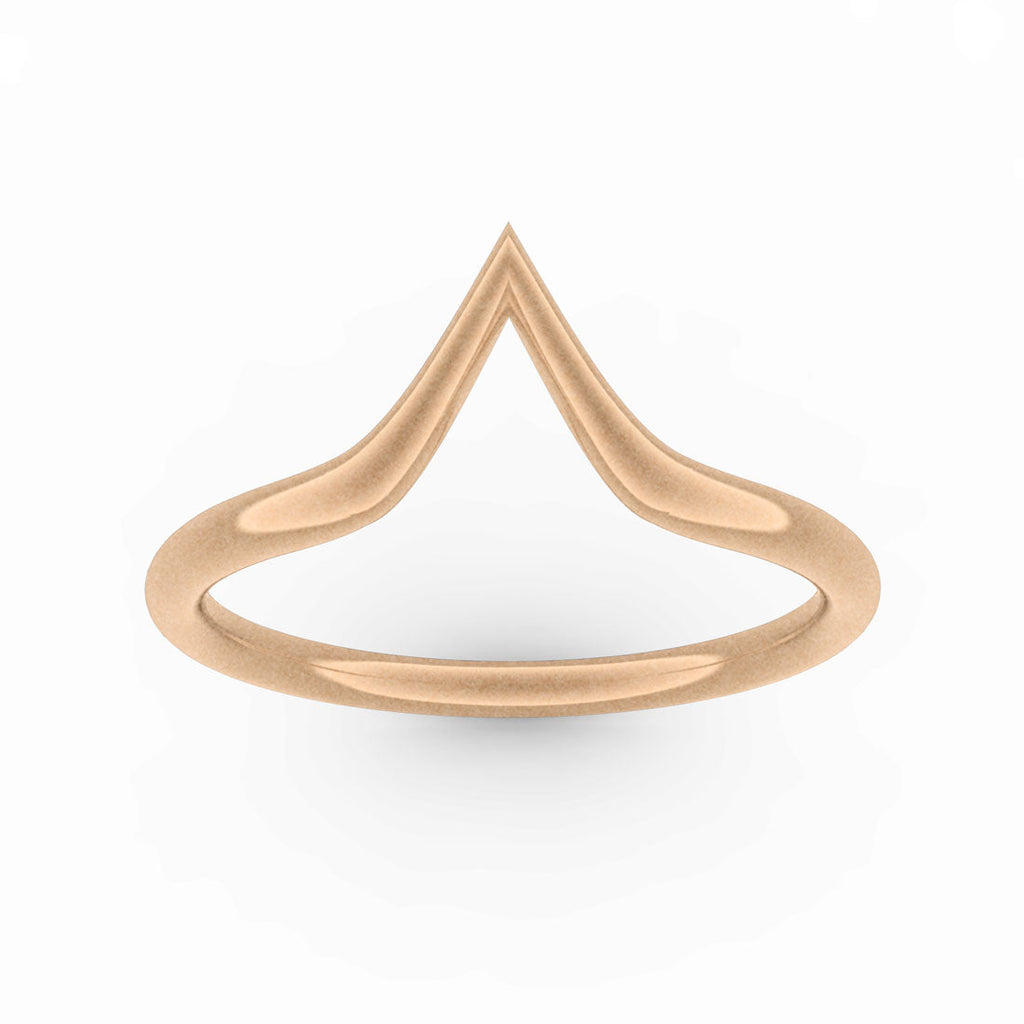 14k Gold Wedding Band V Shaped Ring By Valley Rose