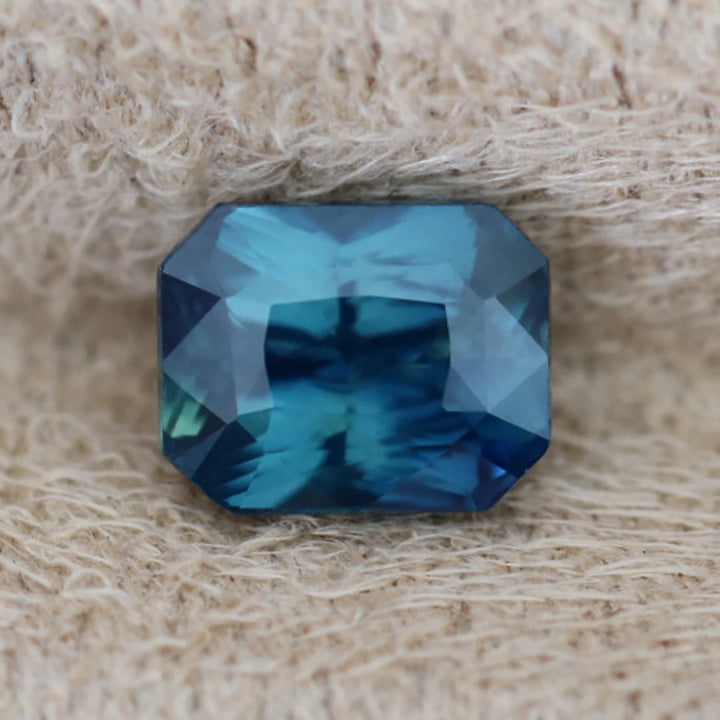 1.51 Ct Ct Radiant Cut Teal Sapphire, 6.3mm x 5.5mm x 4.0mm By Valley Rose