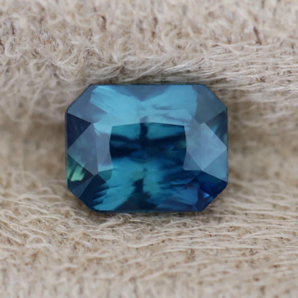 1.51 Ct Ct Radiant Cut Teal Sapphire, 6.3mm x 5.5mm x 4.0mm By Valley Rose