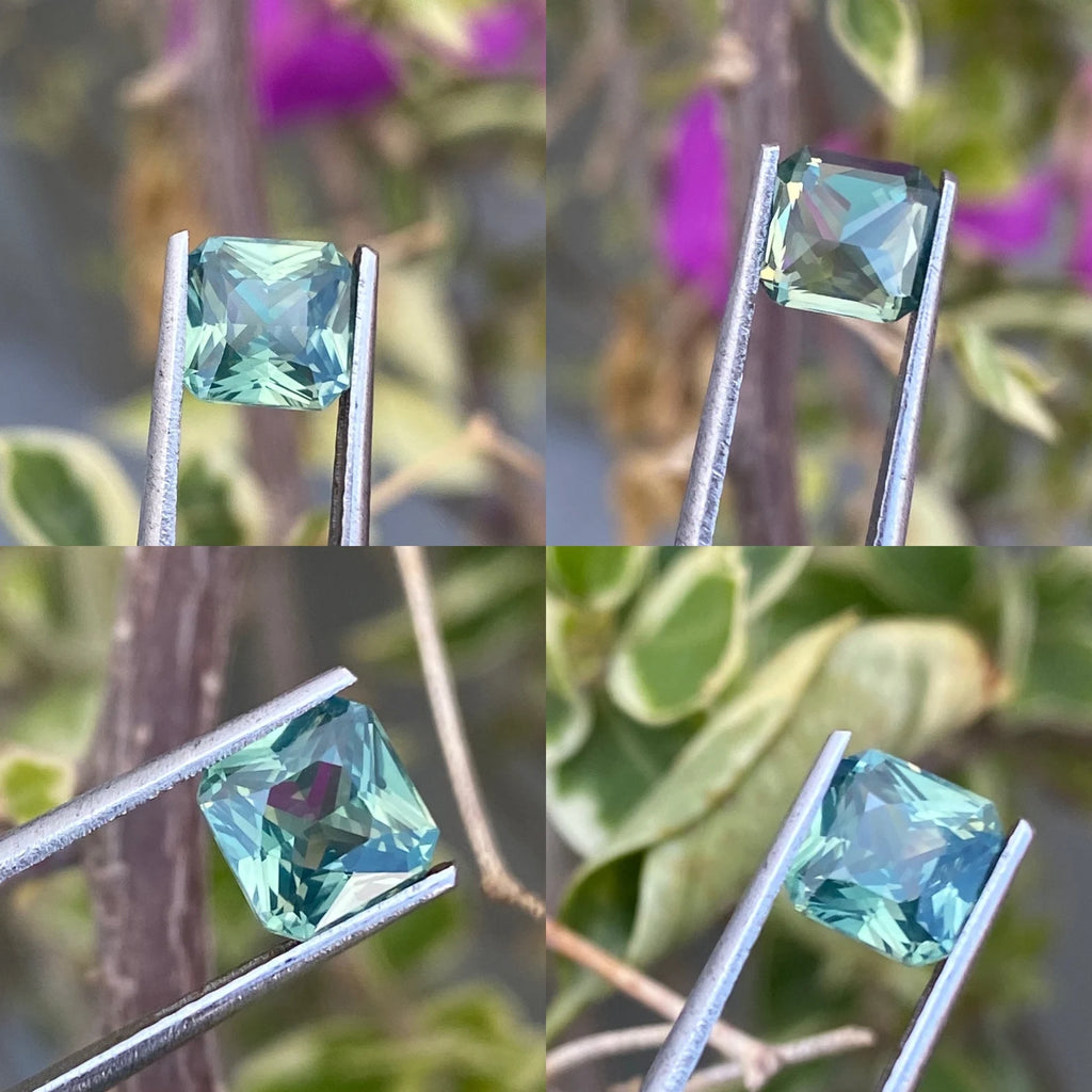 1.56 Ct Asscher Cut Green Sapphire, 6.3mm x 6.1mm x 3.9mm By Valley Rose
