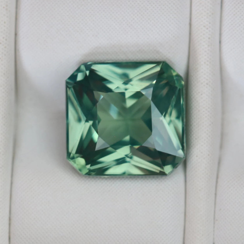 1.56 Ct Asscher Cut Green Sapphire, 6.3mm x 6.1mm x 3.9mm By Valley Rose