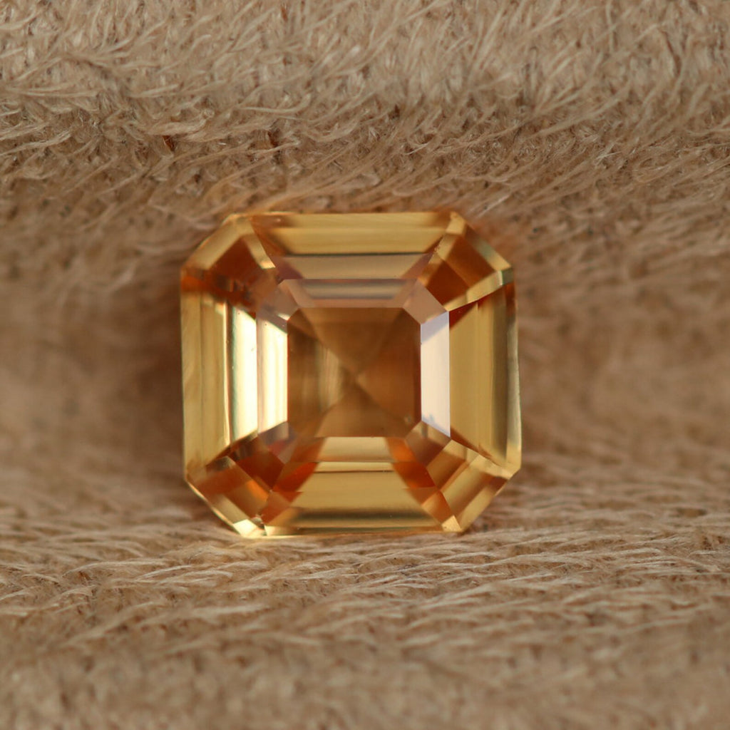 1.57 Ct Asscher Cut Peach Sapphire, 6.8mm x 6.6mm x 3.8mm By Valley Rose