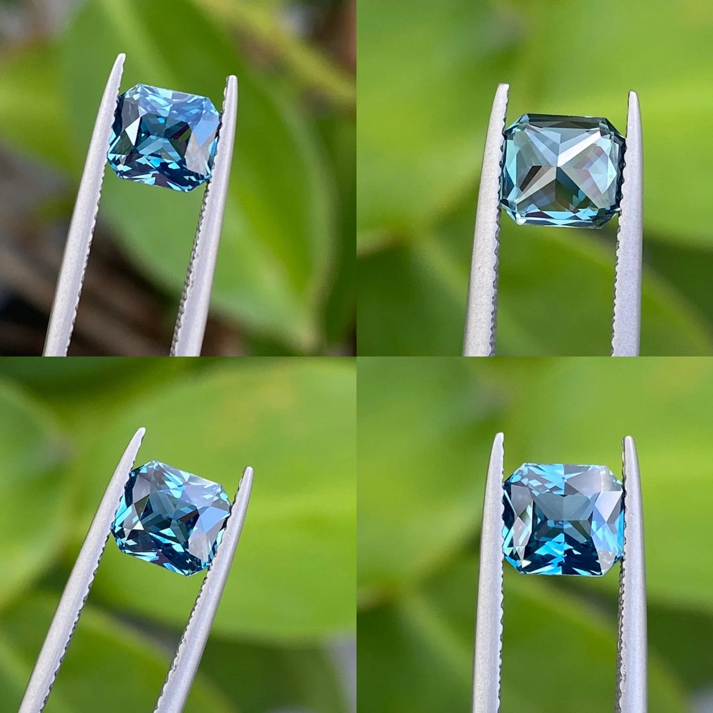 1.58 Ct Radiant Cut Teal Sapphire, 6.7mm x 6.0mm x 3.9mm By Valley Rose
