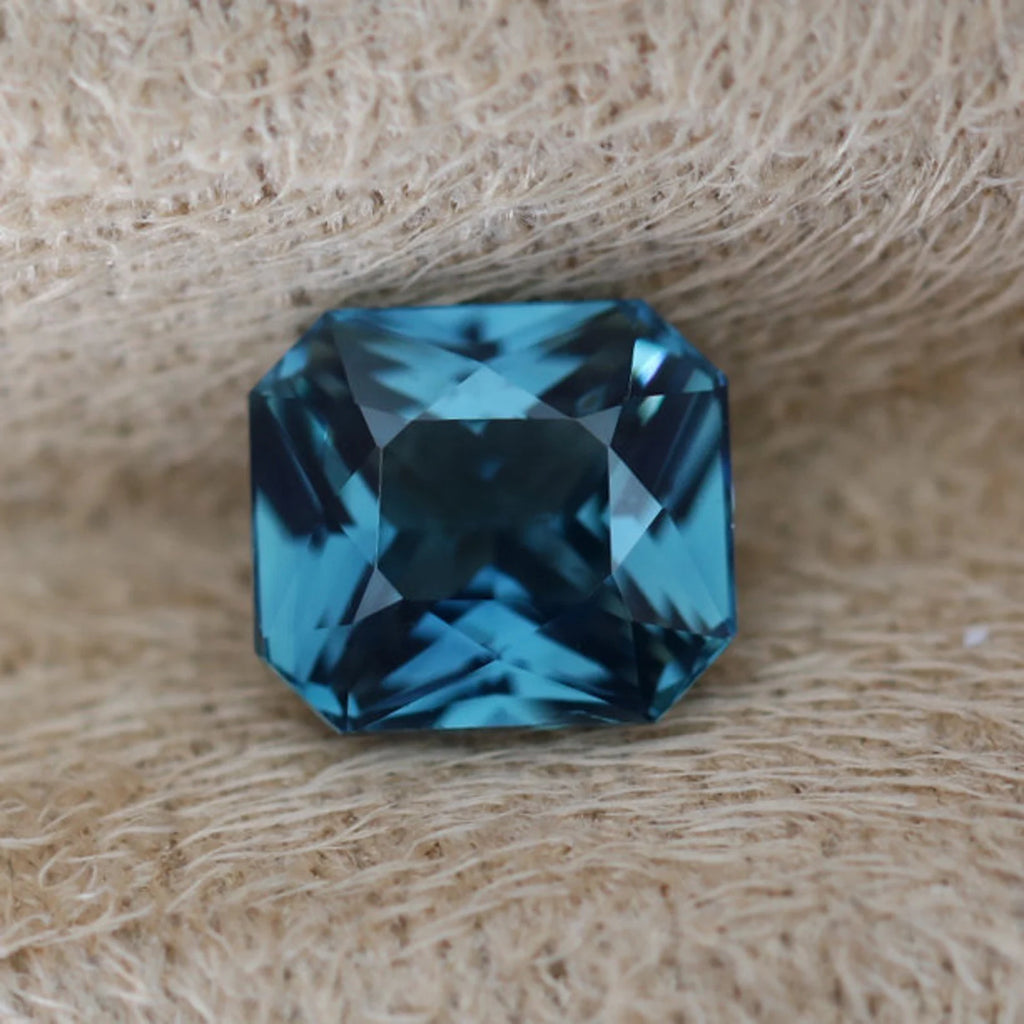 1.58 Ct Radiant Cut Teal Sapphire, 6.7mm x 6.0mm x 3.9mm By Valley Rose