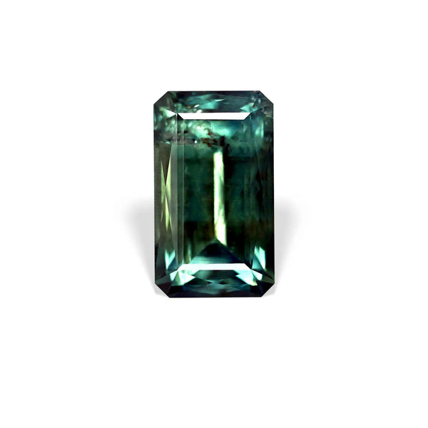 1.58 Ct  Emerald Cut Teal Green Montana Sapphire, 8.1mm × 4.7mm