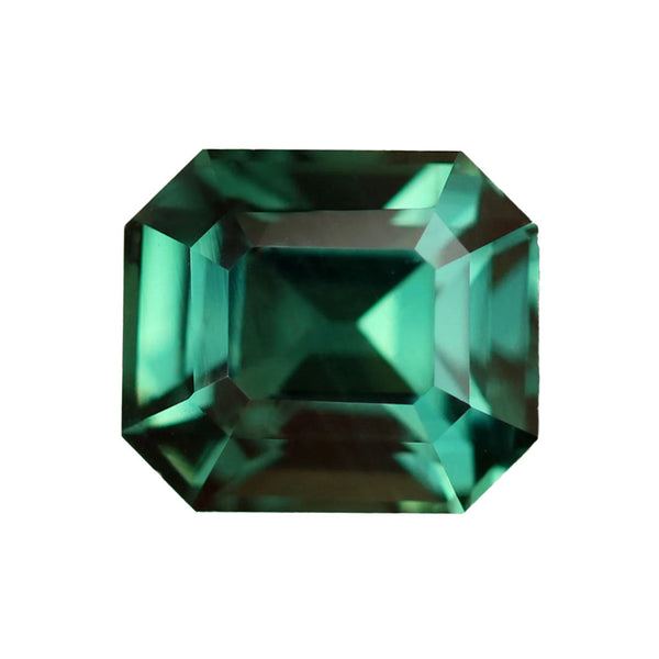 1.58 Ct Emerald Cut Green Sapphire, 6.6mm x 5.7mm x 4.3mm