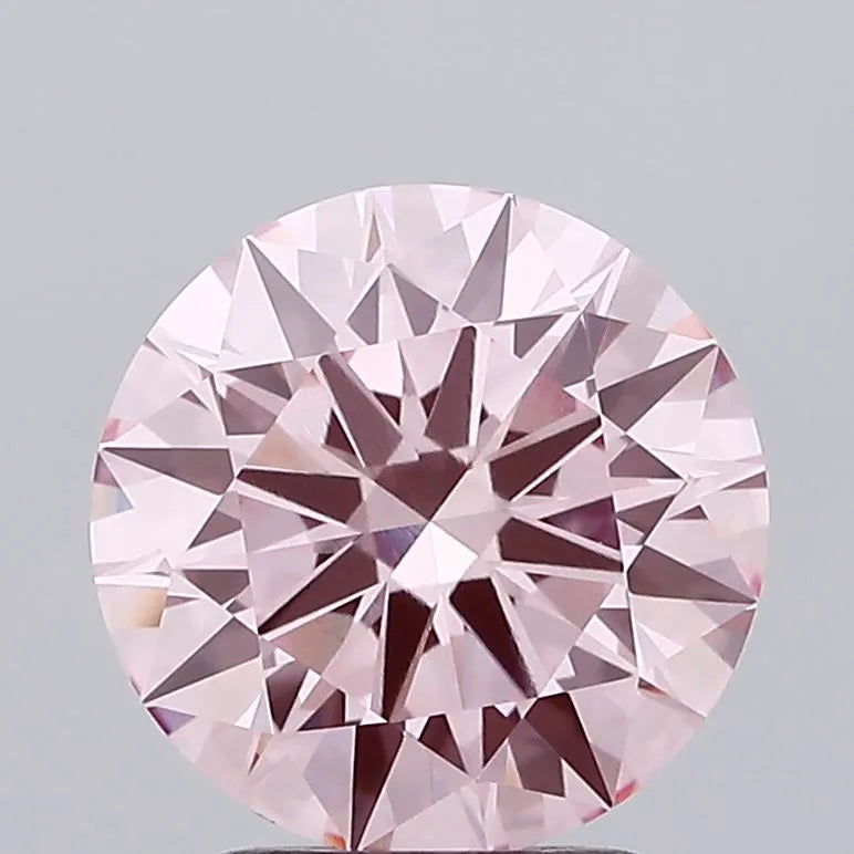 2.09ct Round Lab Grown Diamond (Colour Fancy Vivid Pink, Clarity VVS2, Cut ID, IGI Certified)