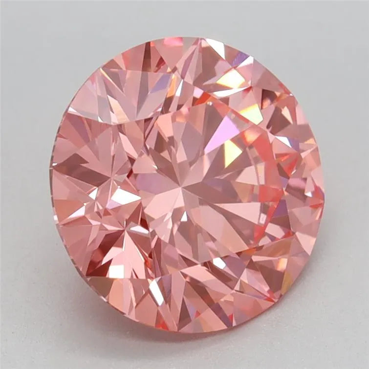 2.09ct Round Lab Grown Diamond (Colour Fancy Vivid Pink, Clarity VVS2, Cut ID, IGI Certified)