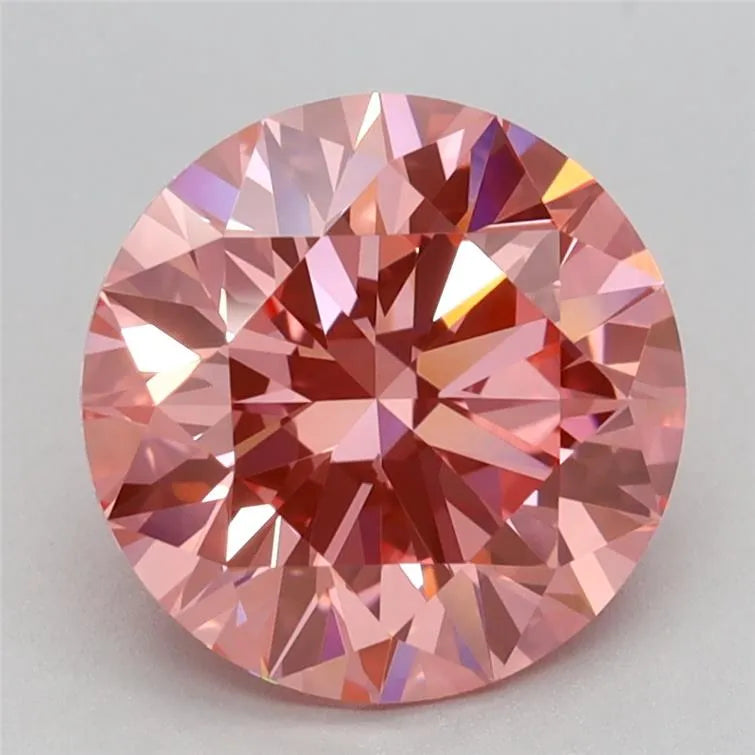 2.09ct Round Lab Grown Diamond (Colour Fancy Vivid Pink, Clarity VVS2, Cut ID, IGI Certified)