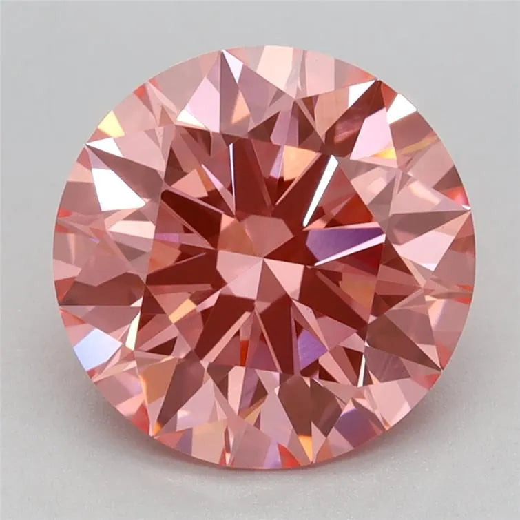 2.10ct Round Lab Grown Diamond (Colour Fancy Vivid Pink, Clarity VVS2, Cut ID, IGI Certified)