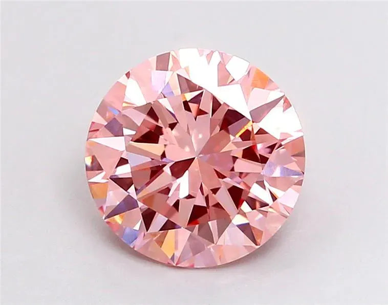 2.65ct Round Lab Grown Diamond (Colour Fancy Vivid Pink, Clarity VVS2, Cut EX, IGI Certified)