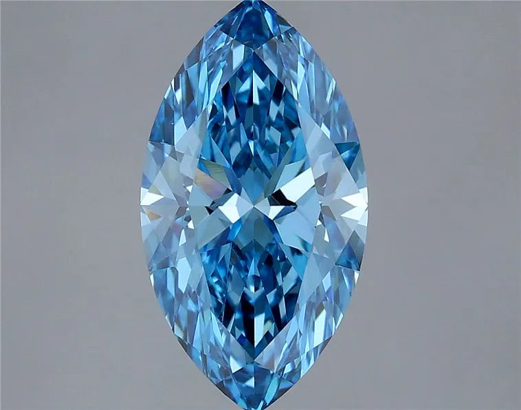 2.76ct Marquise Lab Grown Diamond (Colour Fancy Vivid Blue, Clarity VVS2, IGI Certified)