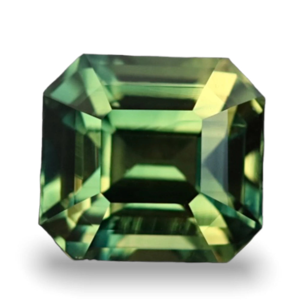 2.02 Ct Asscher Cut Bi-Color Green Yellow Sapphire, 6.9mm x 6.4mm x 4.8mm By Valley Rose