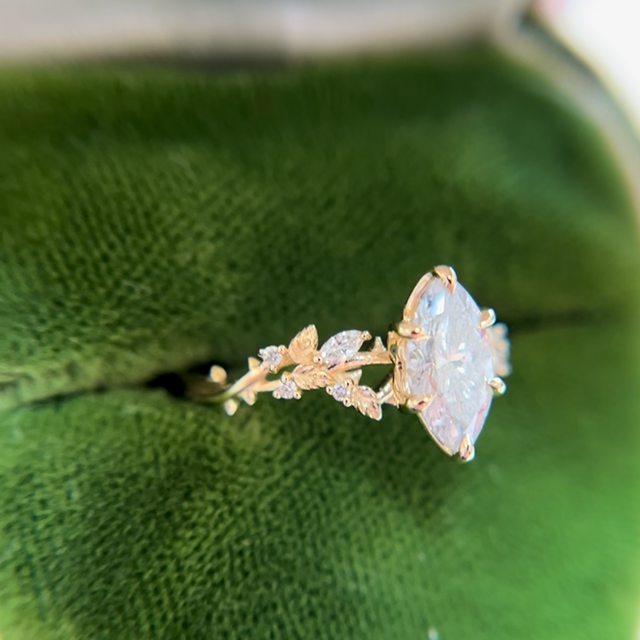 Rosenholz Marquise 1 Ct Nebeliger Diamant Verlobungsring (Versandbereit)