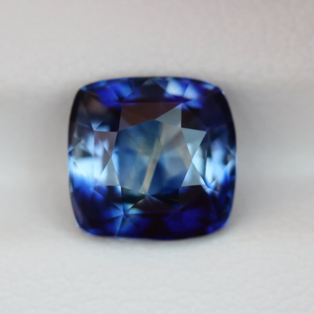 2.97 Ct Cushion Cut Bi-Color Blue White Sapphire, 7.8mm x 7.7mm x 5.2mm By Valley Rose