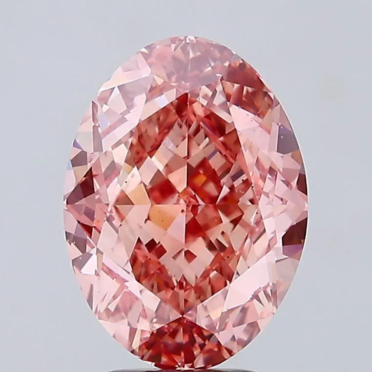 6.05ct Oval Lab Grown Diamond (Colour Fancy Vivid Brownish Pink, Clarity VS2, IGI Certified)