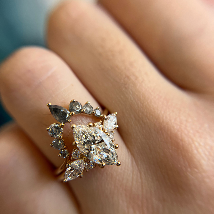 Elain Marquise Lab Diamond Unique Fantasy Engagement Ring (Ready to Ship)