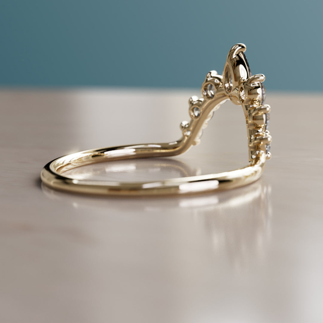 Aisling Unique Wedding Ring Grey Salt & Pepper Diamond Halo Stacker (Ready to Ship)