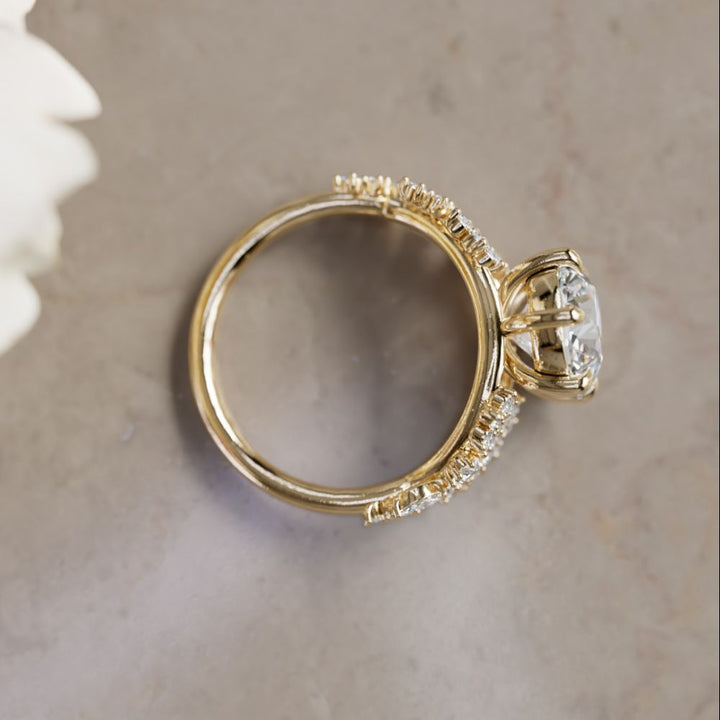 Flower Engagement Ring: Camellia Round Lab Diamond Nature Inspired (Setting Only)