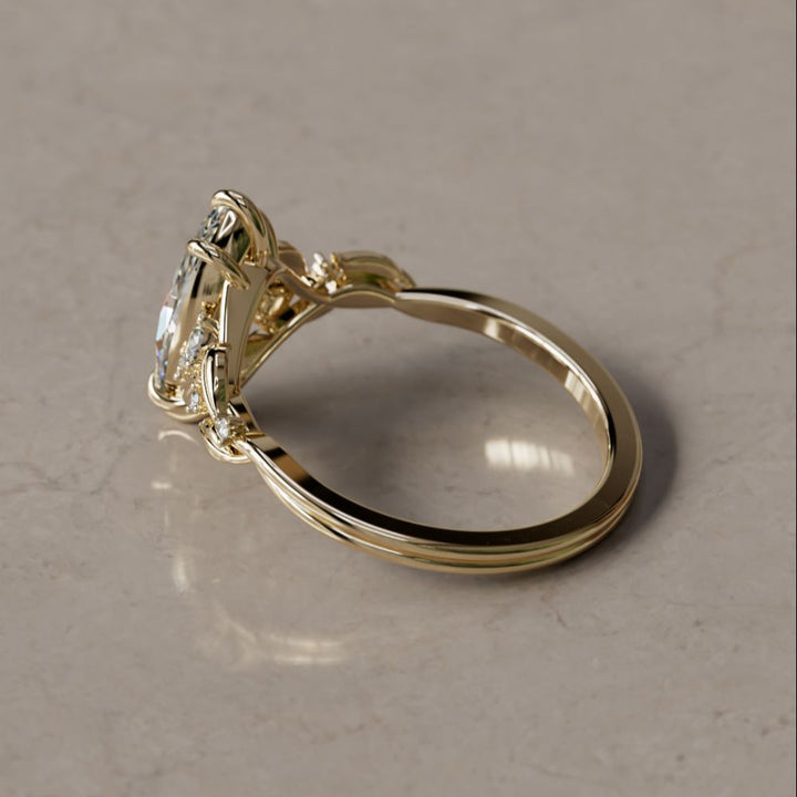 Celria Marquise Lab Diamond Fantasy Engagement Ring Nature Inspired with Leaves