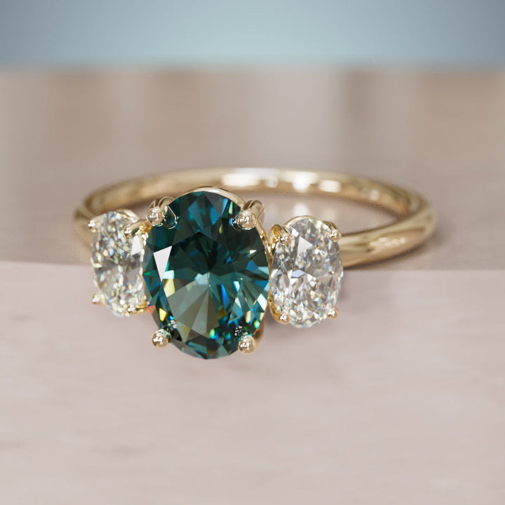Carissa Teal Sapphire Engagement Ring, Setting Only