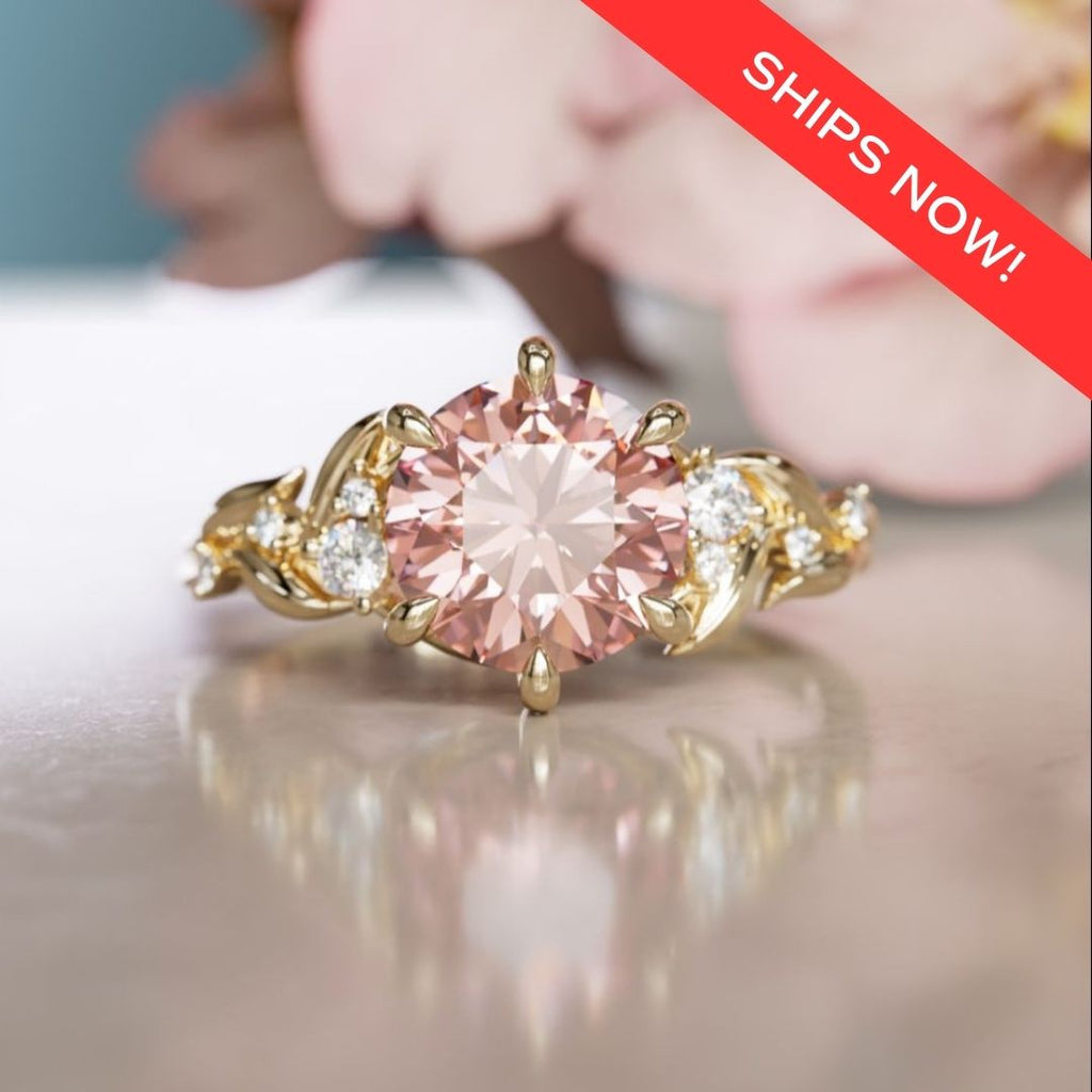 Celria Round Pink 1.55ct VVS2 Lab Diamond Engagement Ring (Ready to Ship)