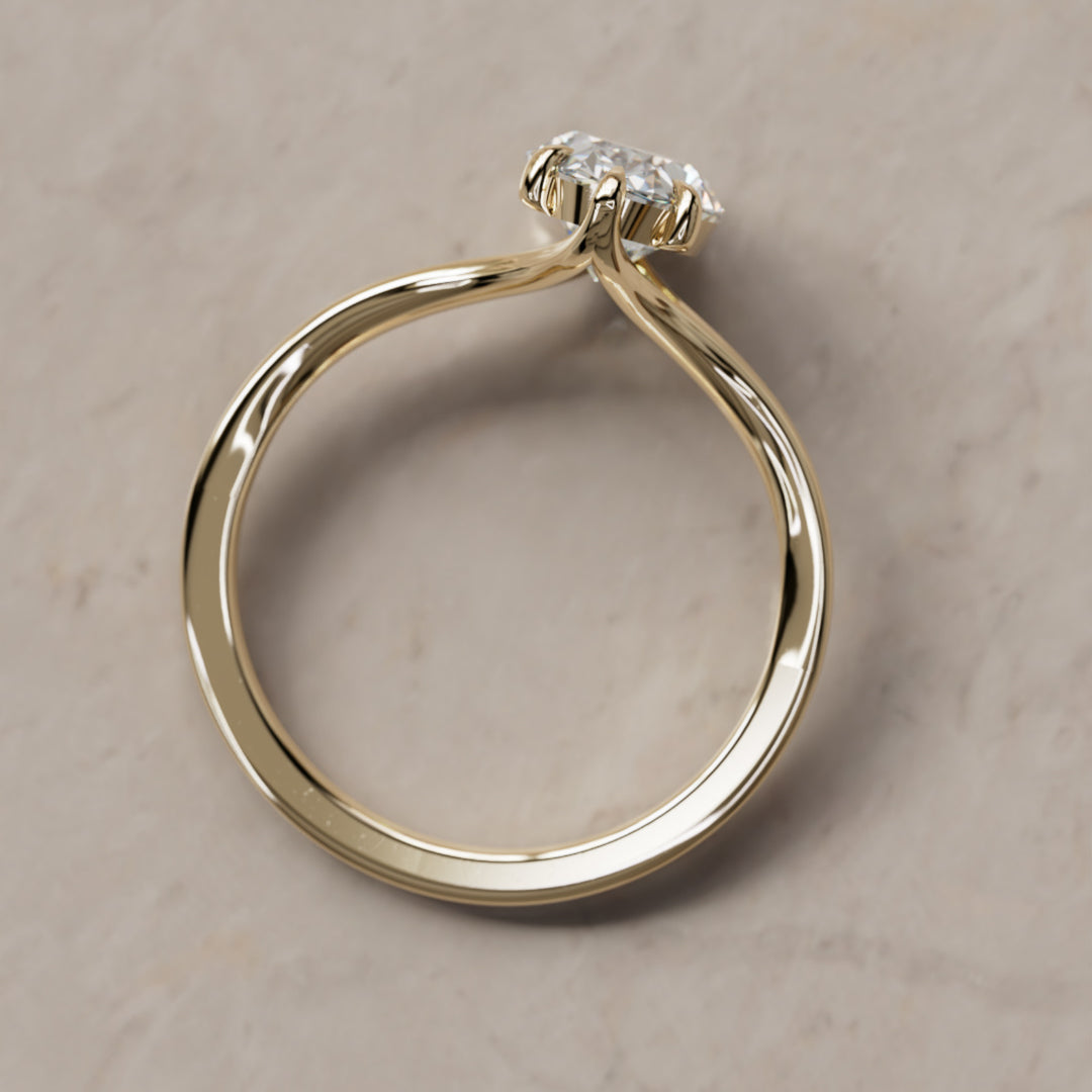 Esra Oval Diamond Modern Unique Split Shank Engagement Ring (Setting Only)