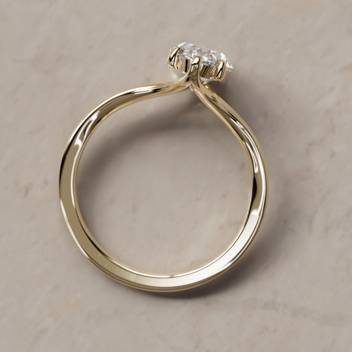 Esra Oval Diamond Modern Unique Split Shank Engagement Ring (Setting Only)