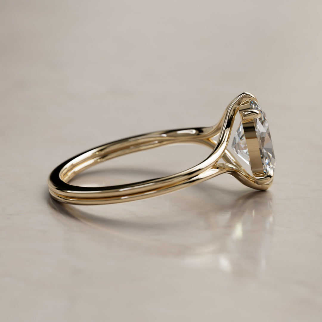 Esra Oval Diamond Modern Unique Split Shank Engagement Ring (Setting Only)