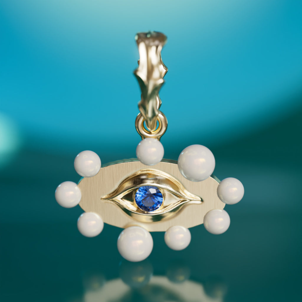 Eye To Eye Surrealist Pendant with Pearls