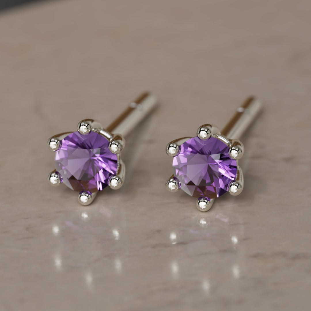 Birthstone Earrings: February Amethyst