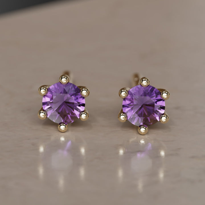 Birthstone Earrings: February Amethyst