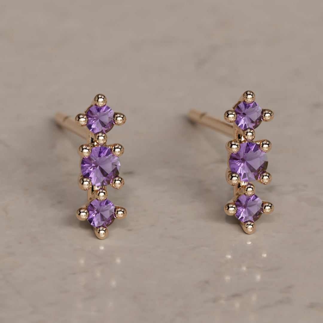 February Birthstone Amethyst Earrings Thalia Studs