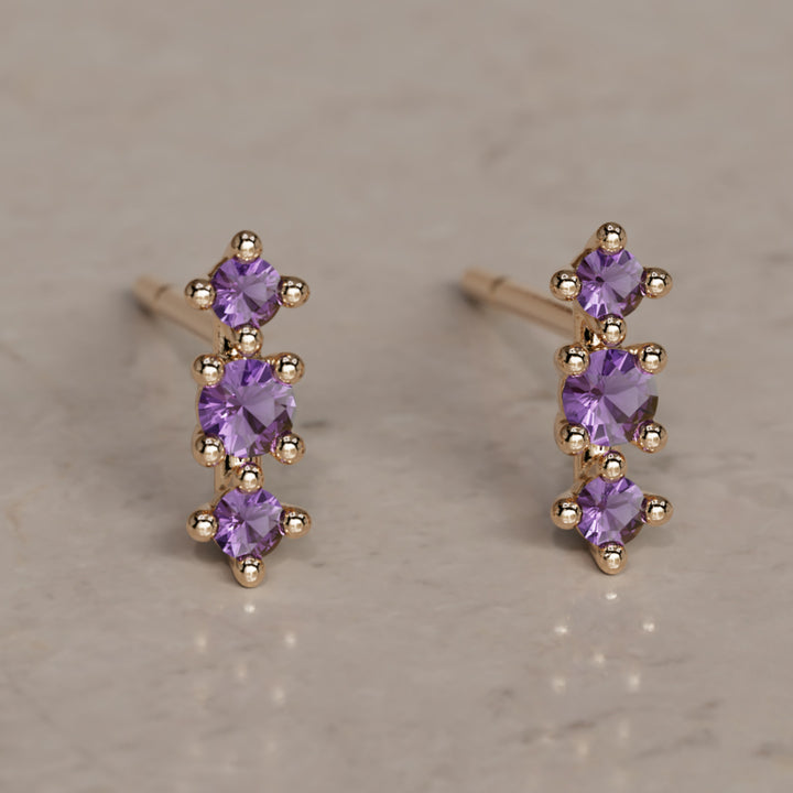 February Birthstone Amethyst Earrings Thalia Studs