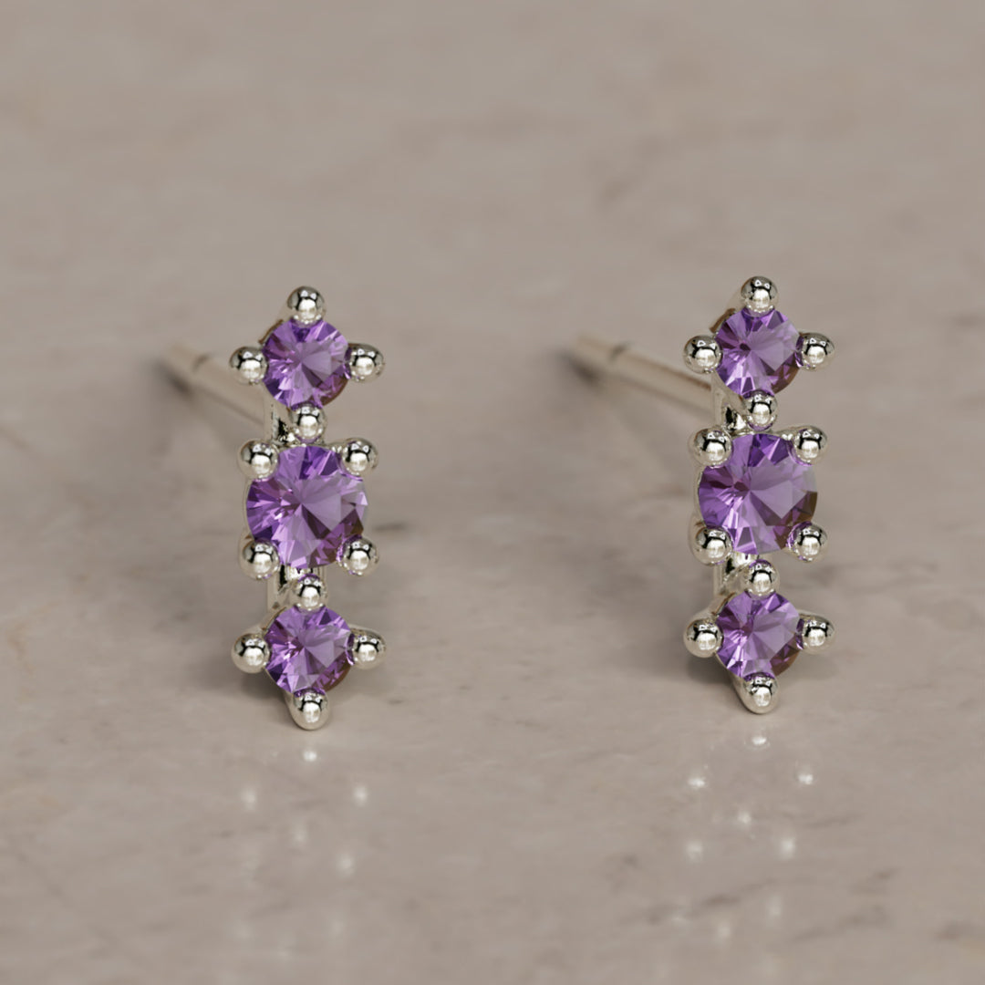 February Birthstone Amethyst Earrings Thalia Studs
