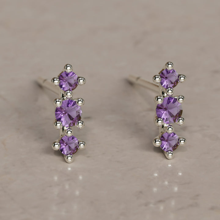 February Birthstone Amethyst Earrings Thalia Studs