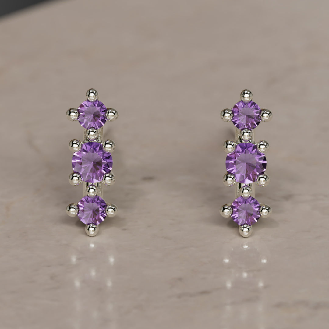 February Birthstone Amethyst Earrings Thalia Studs