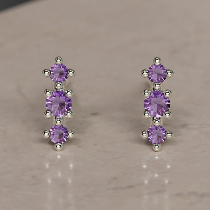 February Birthstone Amethyst Earrings Thalia Studs