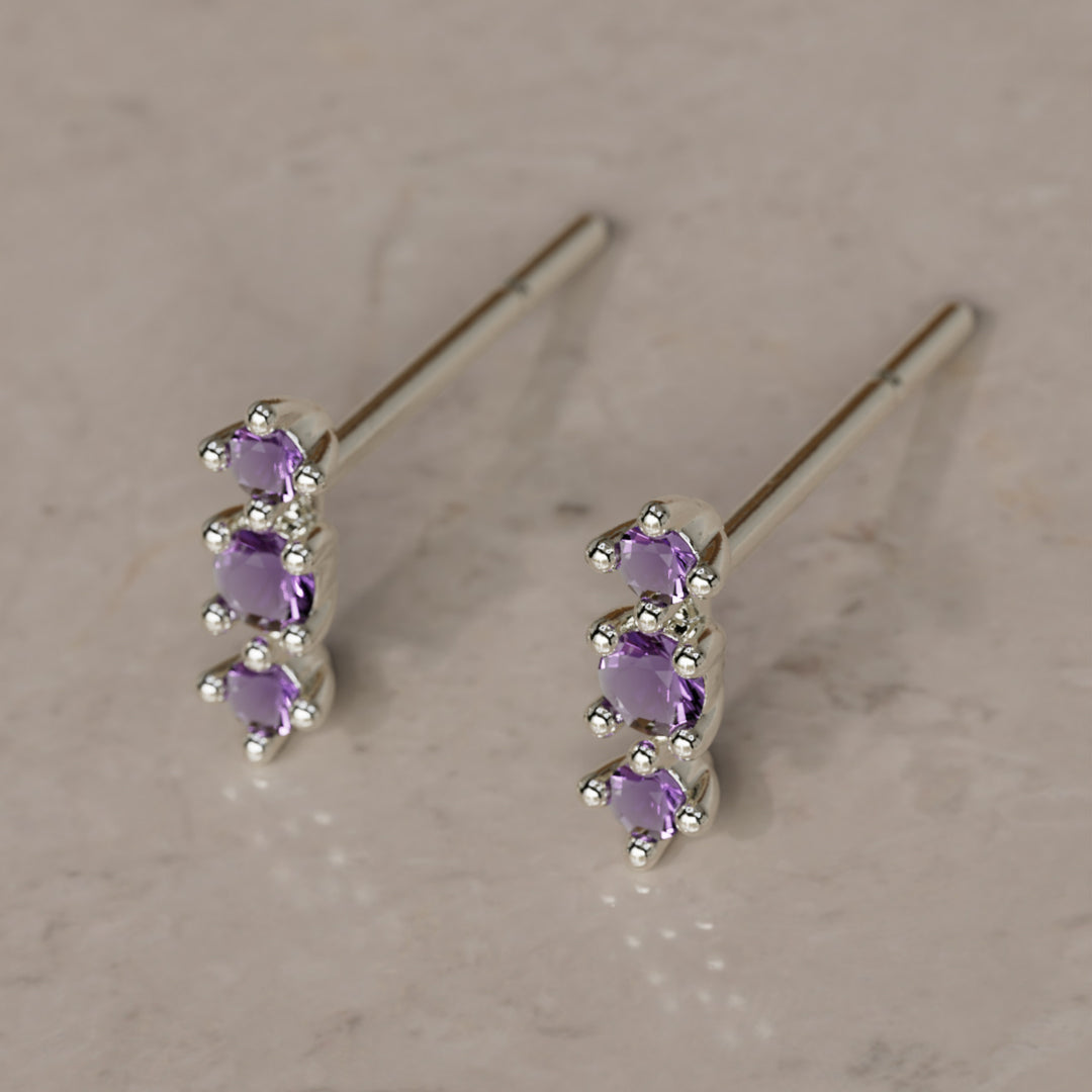 February Birthstone Amethyst Earrings Thalia Studs