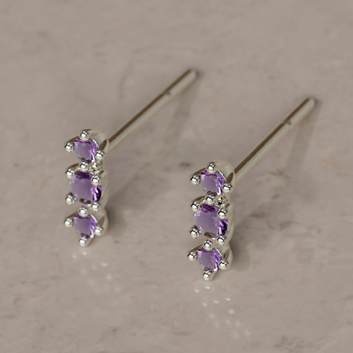 February Birthstone Amethyst Earrings Thalia Studs