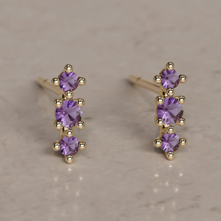 February Birthstone Amethyst Earrings Thalia Studs
